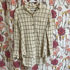 100% Cotton Madewell Cream and Black Checkered Shirt